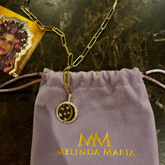 COPY - NEW Melinda Maria Moon Star Diamond Gold Necklace - Picture 5 of 6